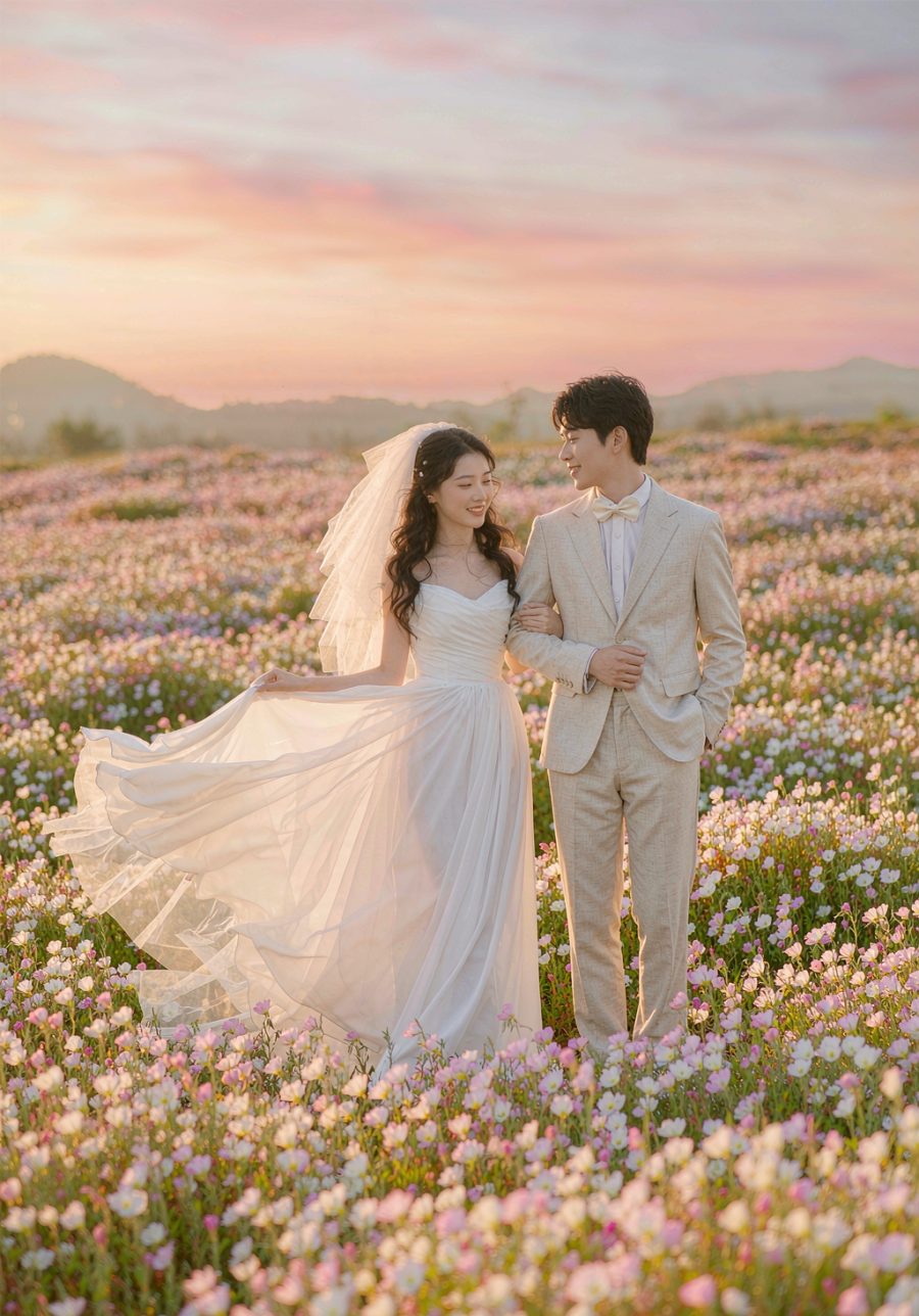 田园花海 AI婚纱照样片